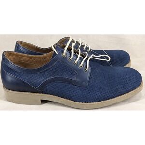 Johnston & Murphy 10 59-11917 Blue Suede Perforated Cap Toe